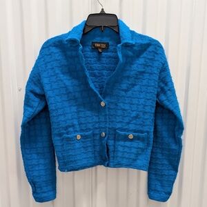 Electric Blue Tweed Jacket By Truth Size XS